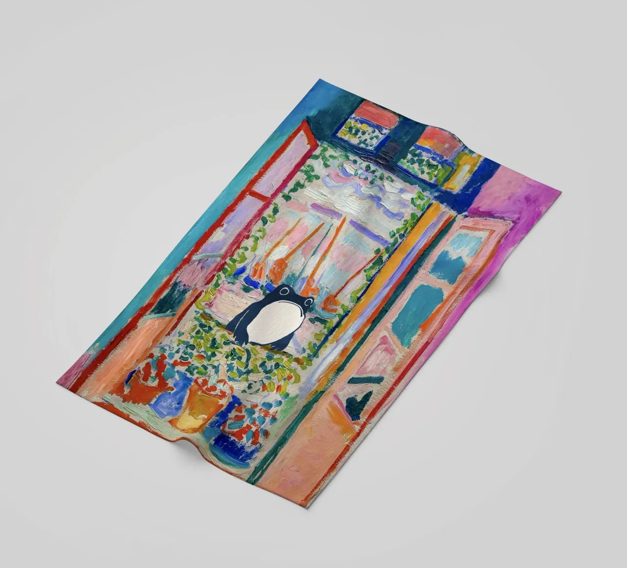 Unimpressed Frog in Matisse Open Window Painting telo mare da Peaches Art Prints