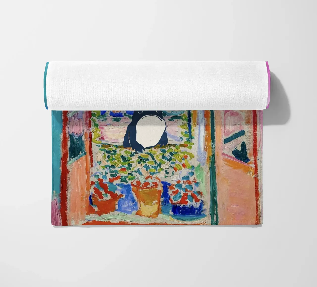 Unimpressed Frog in Matisse Open Window Painting telo mare da Peaches Art Prints