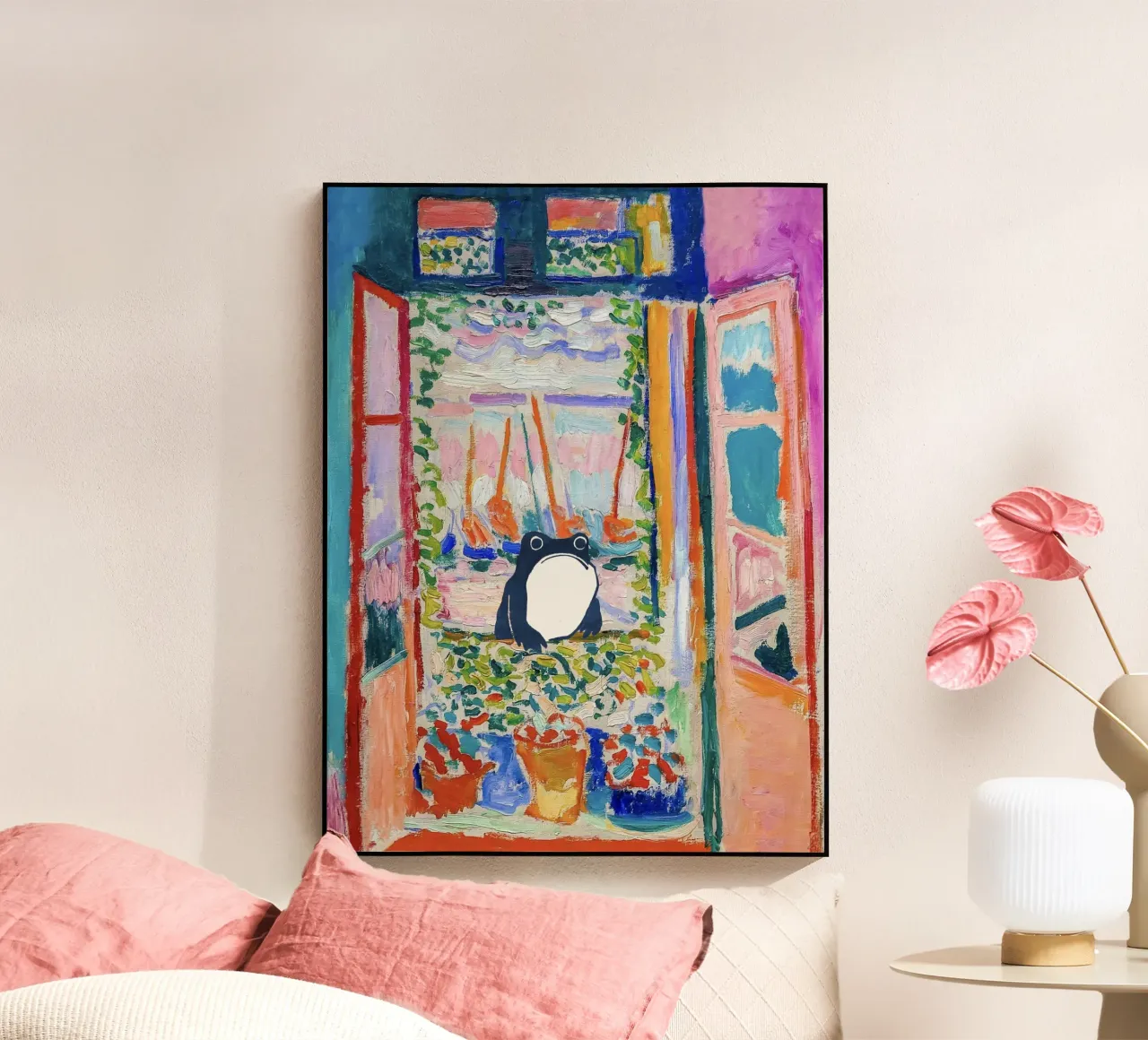 Unimpressed Frog in Matisse Open Window Painting plexiglass da Peaches Art Prints