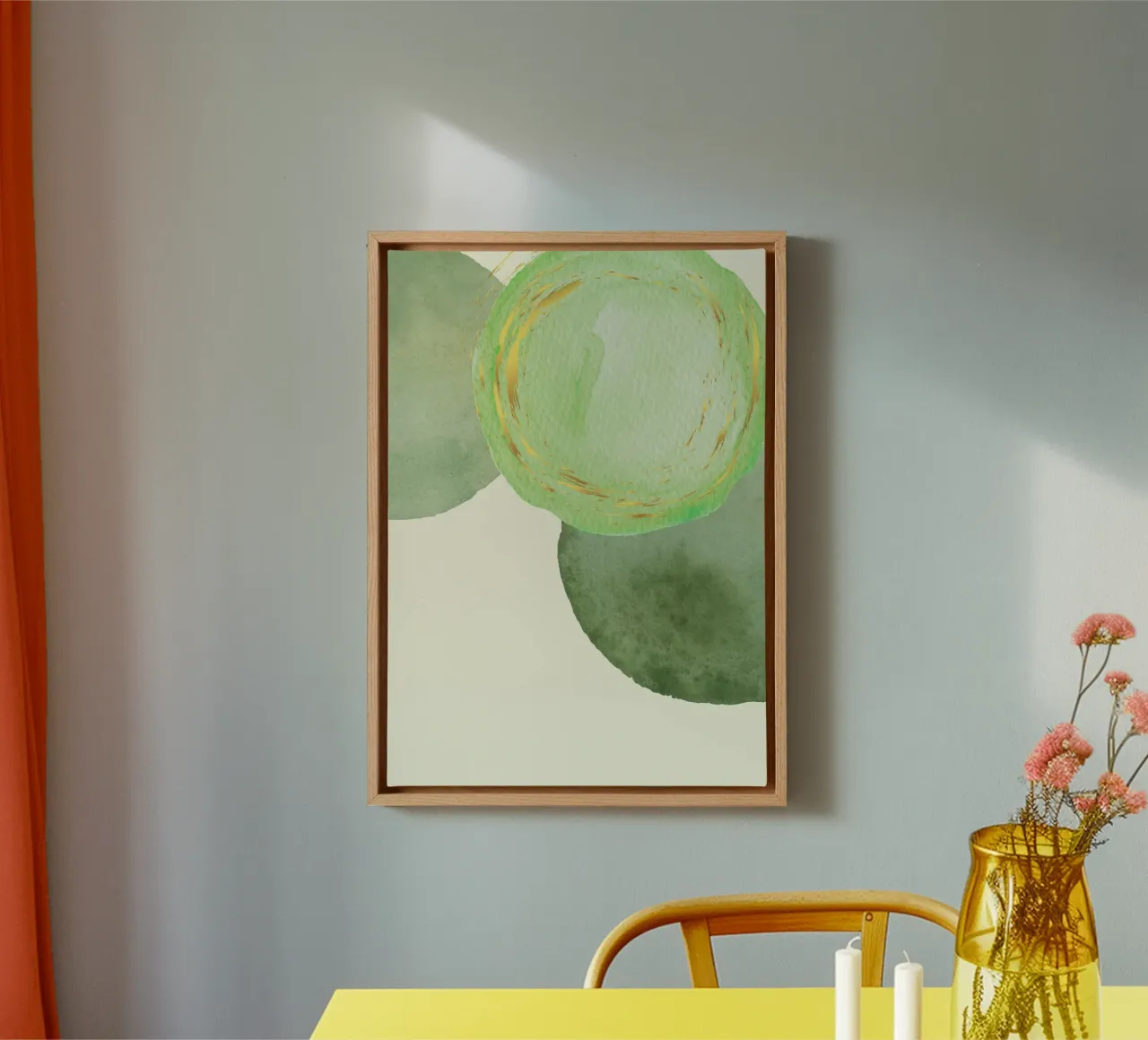 Green-Form-Goldig-Aquarell tela con Cornice a cassetta da AESTHETIC VIBES by Isabel