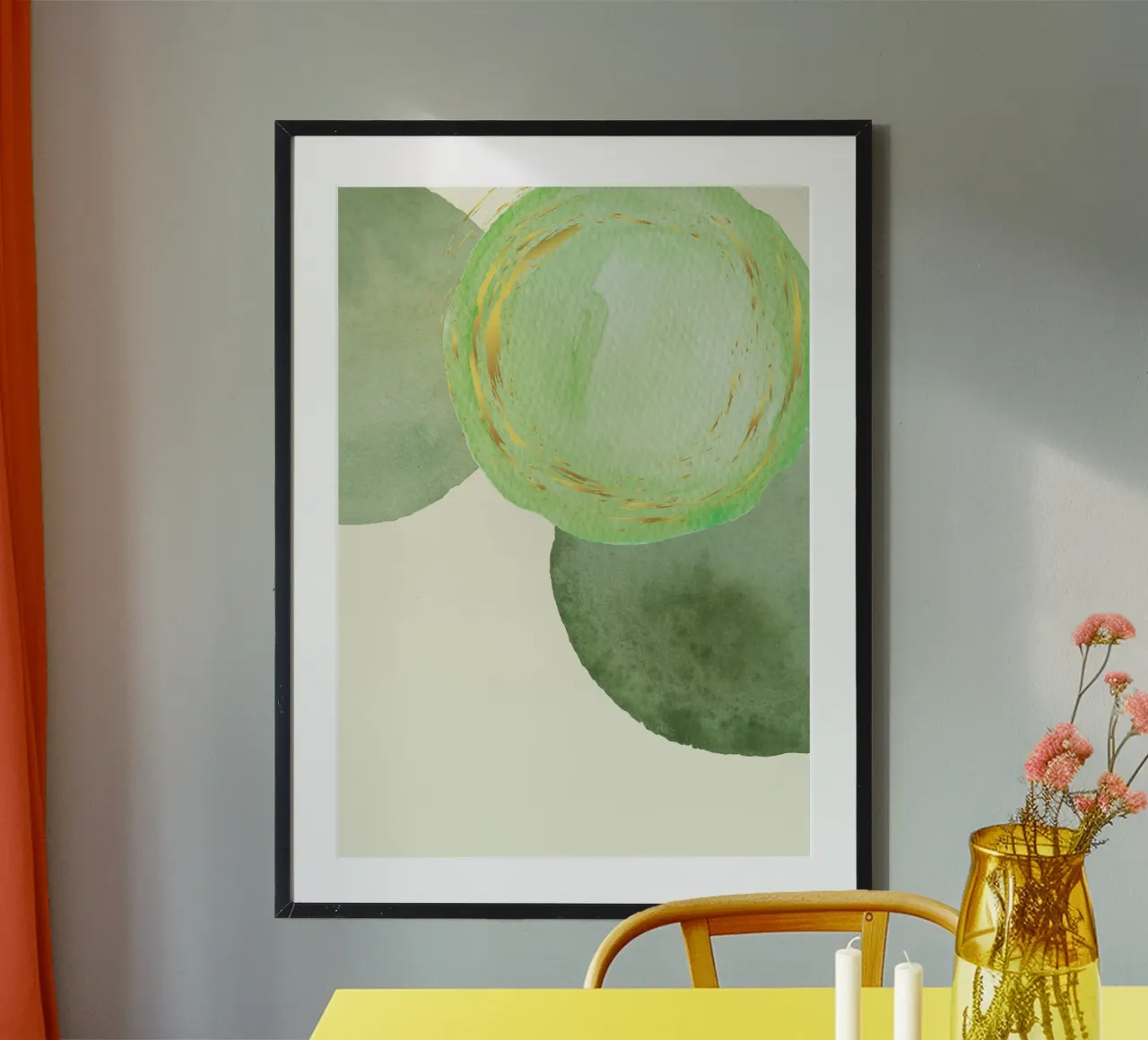 Green-Form-Goldig-Aquarell poster da AESTHETIC VIBES by Isabel