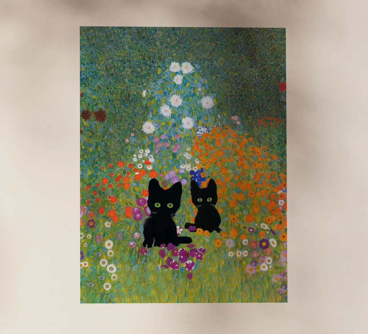 Gustav Klimt, Giardino con gatti neri pellicola backlit da Peaches Art Prints