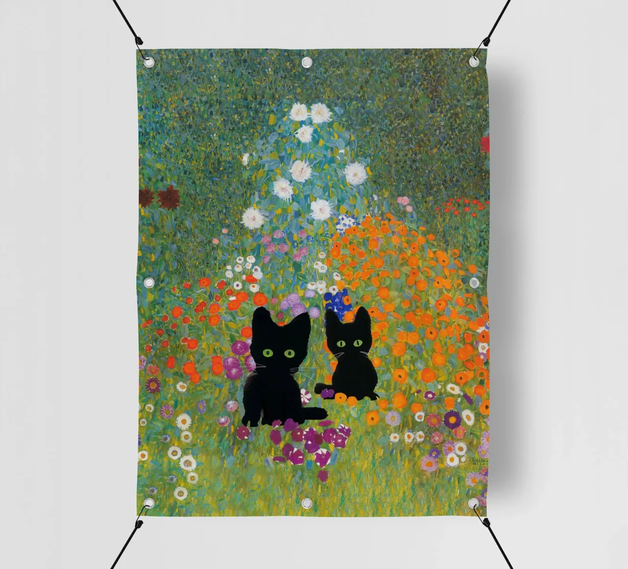 Gustav Klimt, Giardino con gatti neri telo in pvc da Peaches Art Prints