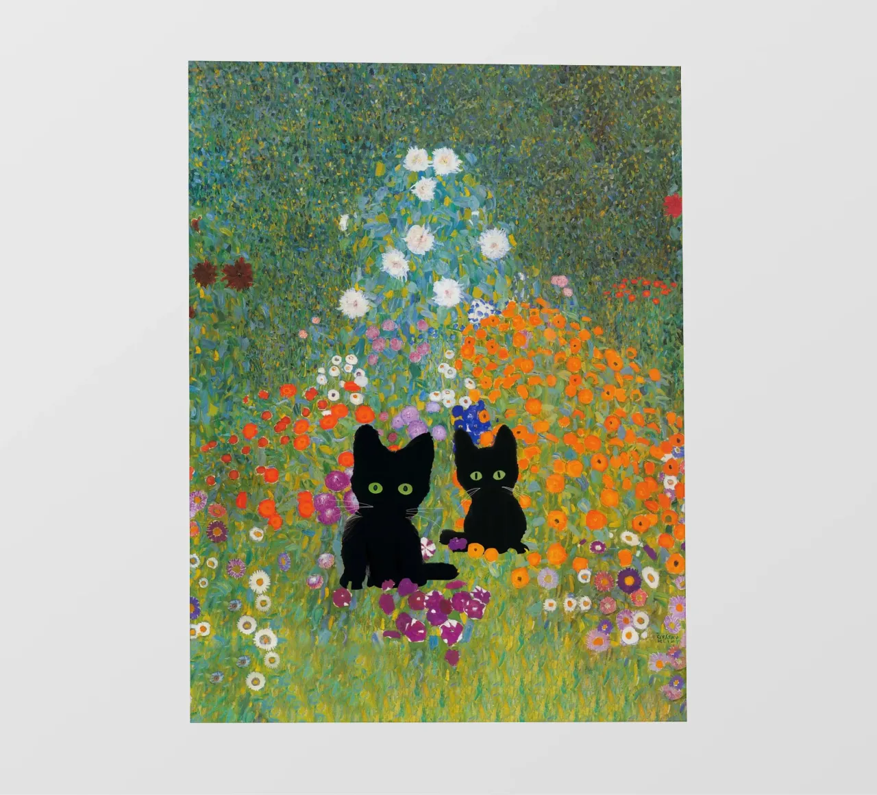 Gustav Klimt, Giardino con gatti neri telo in pvc da Peaches Art Prints