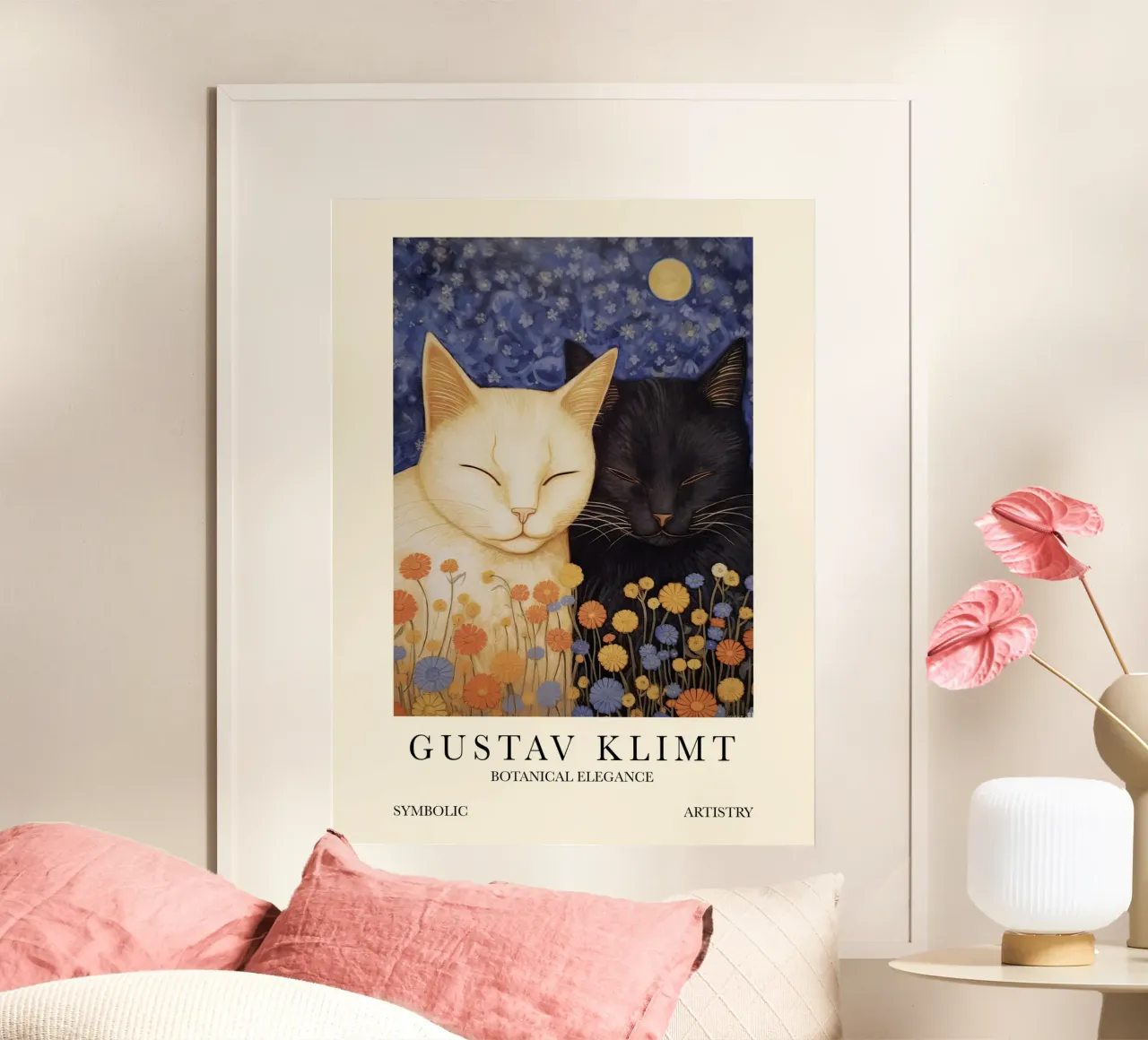 Gustav Klimt, Gatti addormentati Poster del museo poster con telaio in alluminio da Peaches Art Prints
