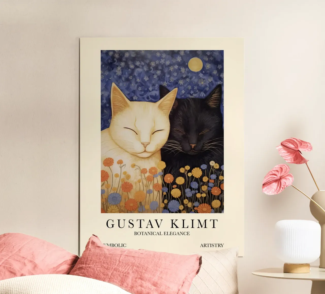 Gustav Klimt, Gatti addormentati Poster del museo poster con telaio in alluminio da Peaches Art Prints