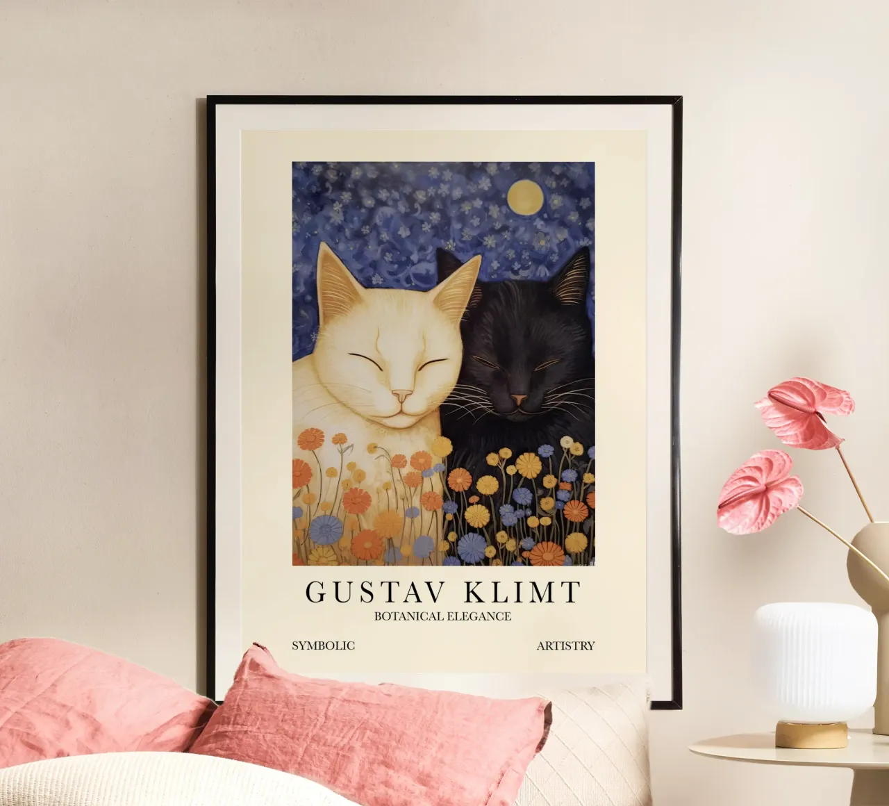 Gustav Klimt, Gatti addormentati Poster del museo poster con telaio in alluminio da Peaches Art Prints