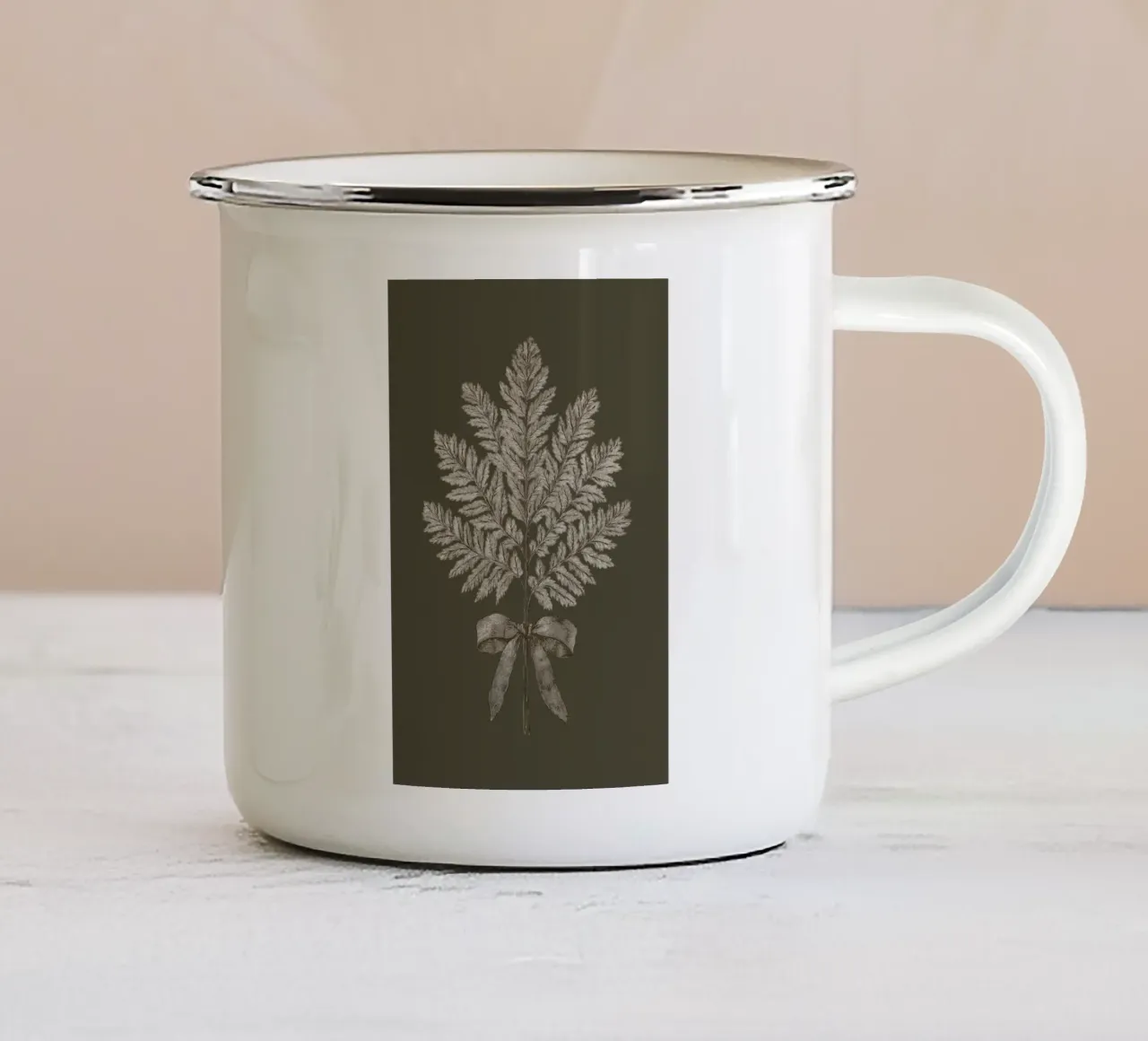Illustrazione di felci vintage tazza in smalto da Melloi Art Print
