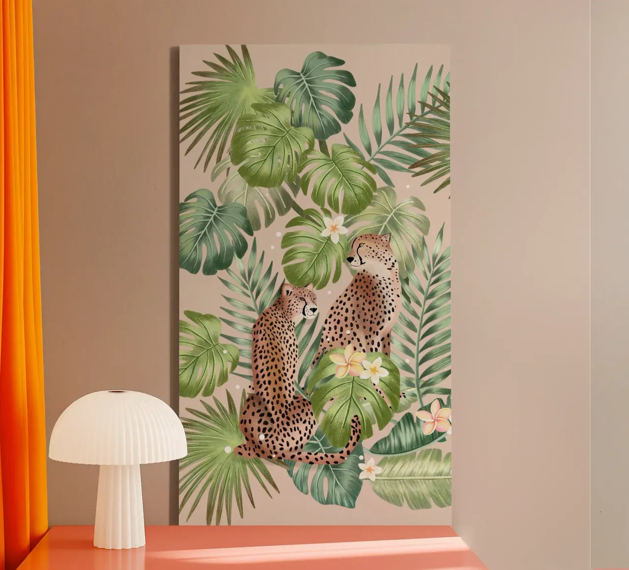Jungle elegance with cheetahs canvas with Floater frame by CalliLetters