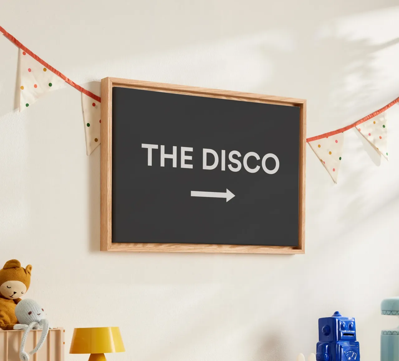 Cartello a freccia To The Disco tela con Cornice a cassetta da Peaches Art Prints