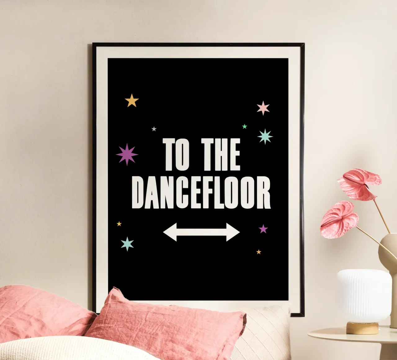 Naar de dansvloer pijl teken Art Print poster van Peaches Art Prints