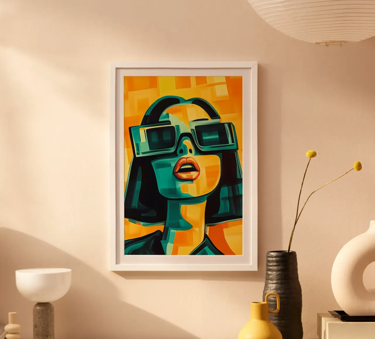 Vista al neon in luce pixel poster con telaio in plastica da melipo-art