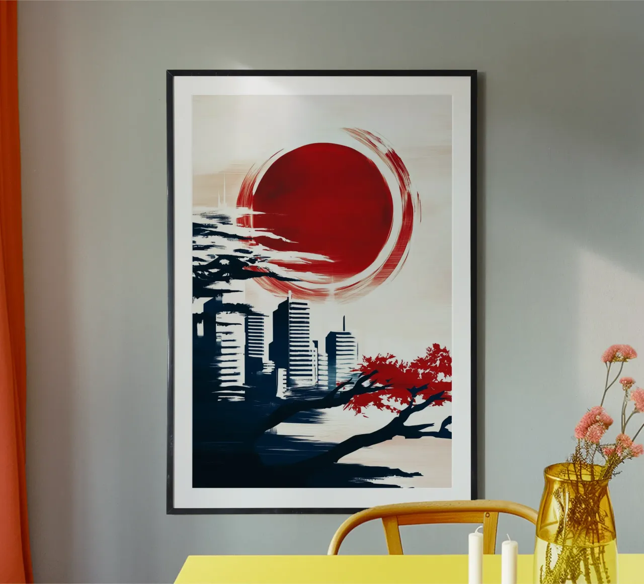 L'alba sulla metropoli poster con telaio in plastica da melipo-art