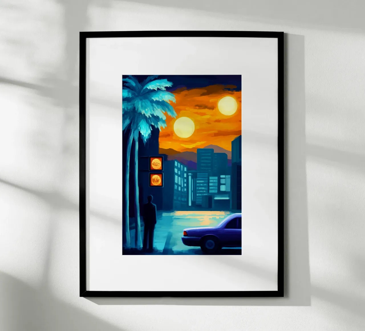 Due soli sopra la città poster con telaio in alluminio da melipo-art