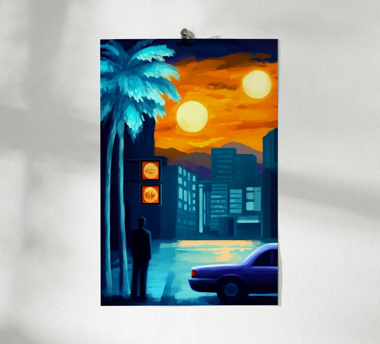 Due soli sopra la città poster con telaio in alluminio da melipo-art