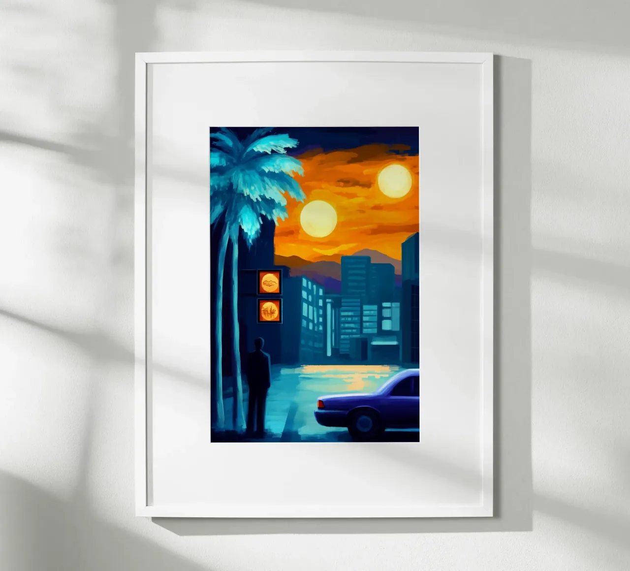 Due soli sopra la città poster con telaio in alluminio da melipo-art