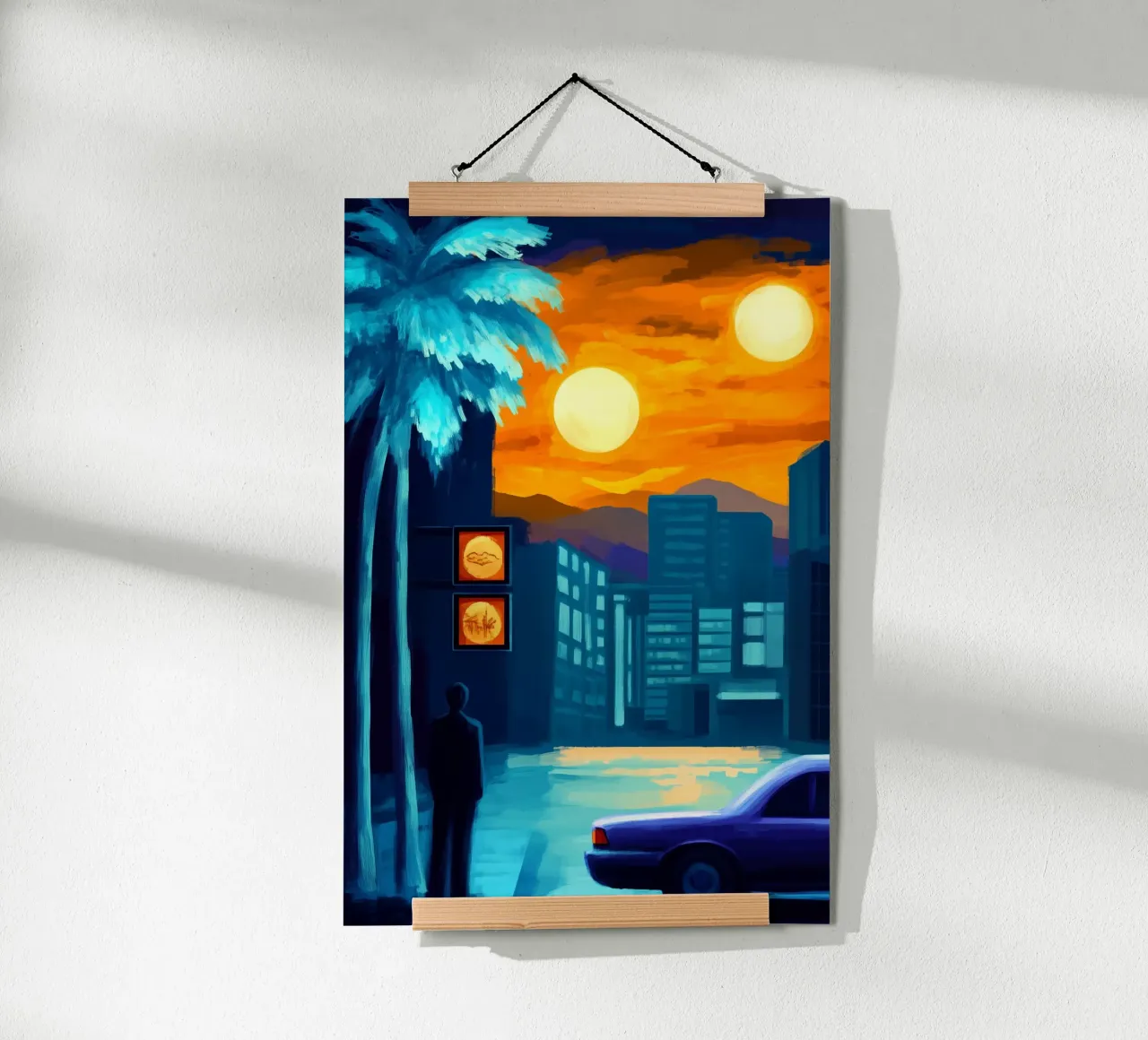 Due soli sopra la città poster con telaio in alluminio da melipo-art
