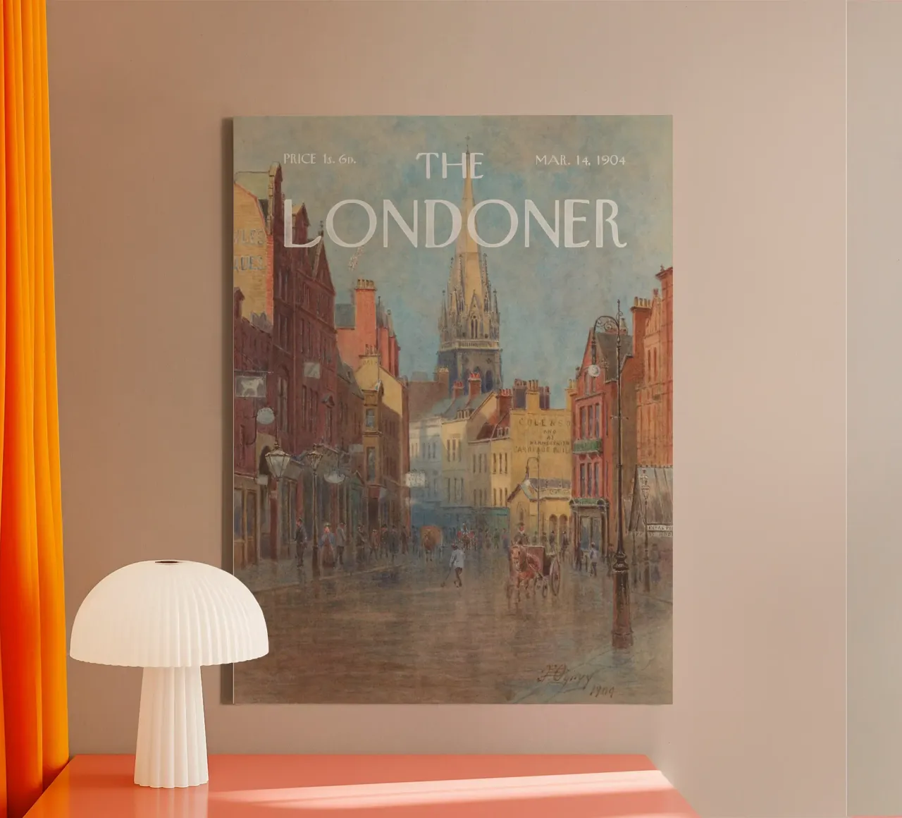 Il Londoner - High St, Kensington, prima dell'ampliamento tela con Cornice a cassetta da Vintagrafica