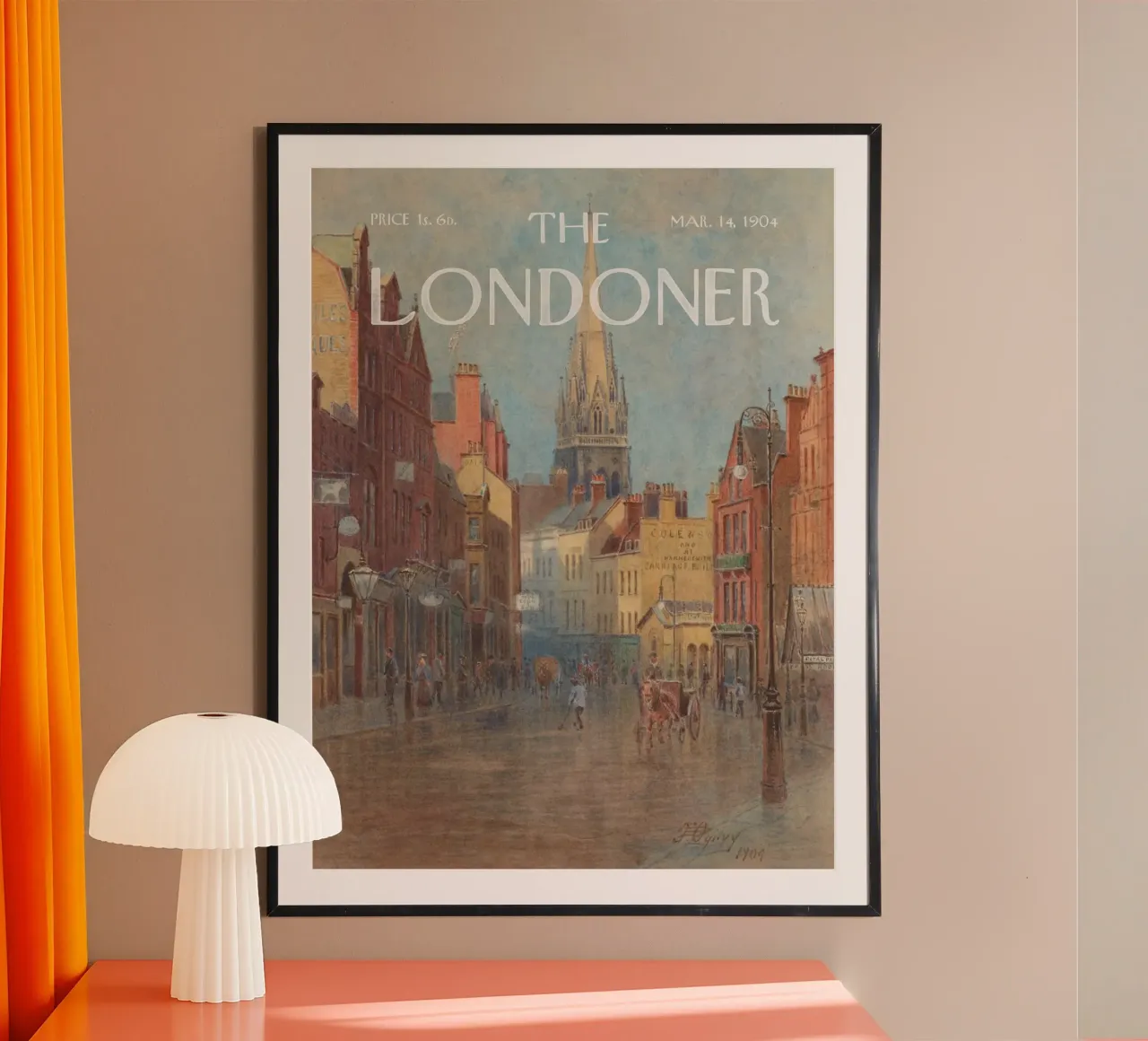 Il Londoner - High St, Kensington, prima dell'ampliamento poster con telaio in legno da Vintagrafica