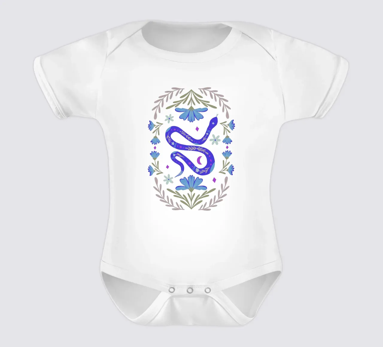 Mignon serpent à fleurs - bleu body bébé de Wackapacka