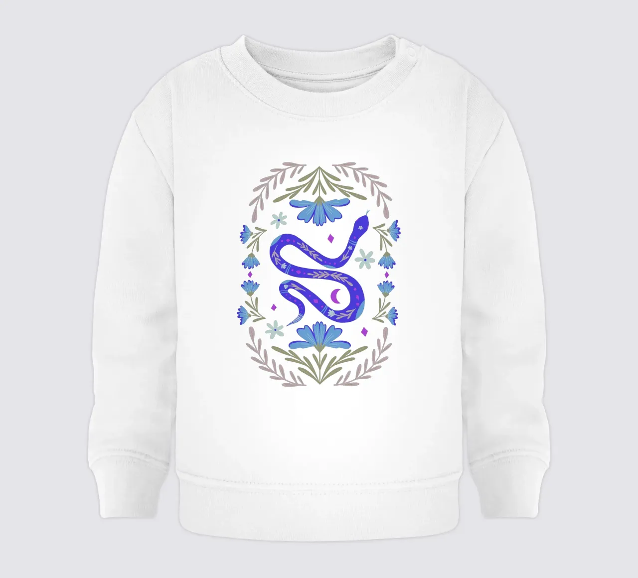 Simpatico serpente floreale - blu felpa neonato da Wackapacka