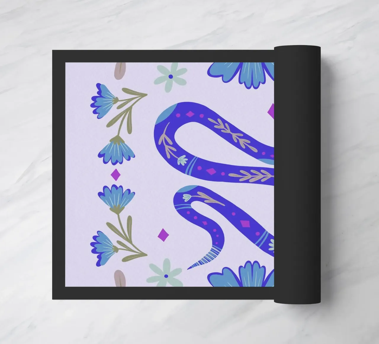 Simpatico serpente floreale - blu zerbino da Wackapacka