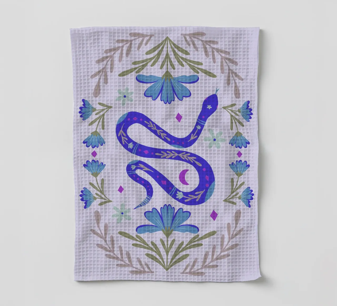 Mignon serpent à fleurs - bleu torchon de Wackapacka