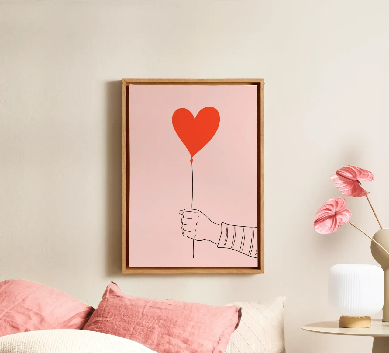 Amore volante, San Valentino, compleanno, palloncino tela con Cornice a cassetta da keinkonzept