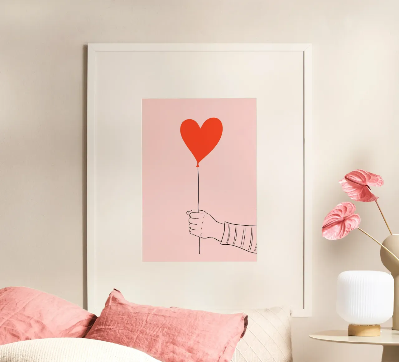Amore volante, San Valentino, compleanno, palloncino poster con telaio in plastica da keinkonzept