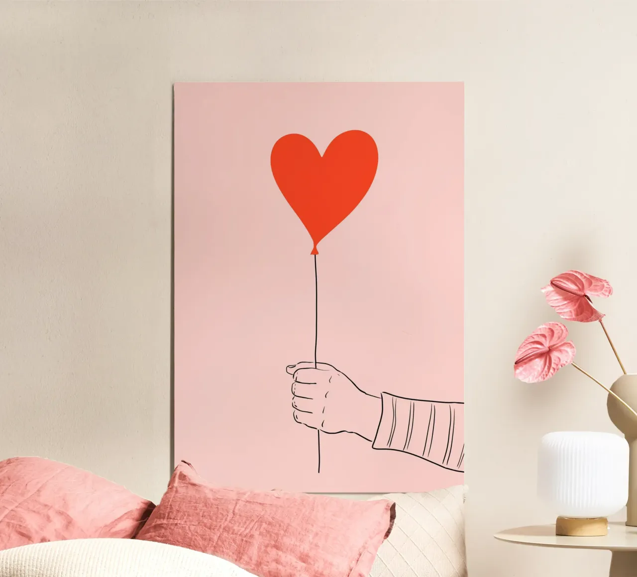 Amore volante, San Valentino, compleanno, palloncino poster con telaio in plastica da keinkonzept