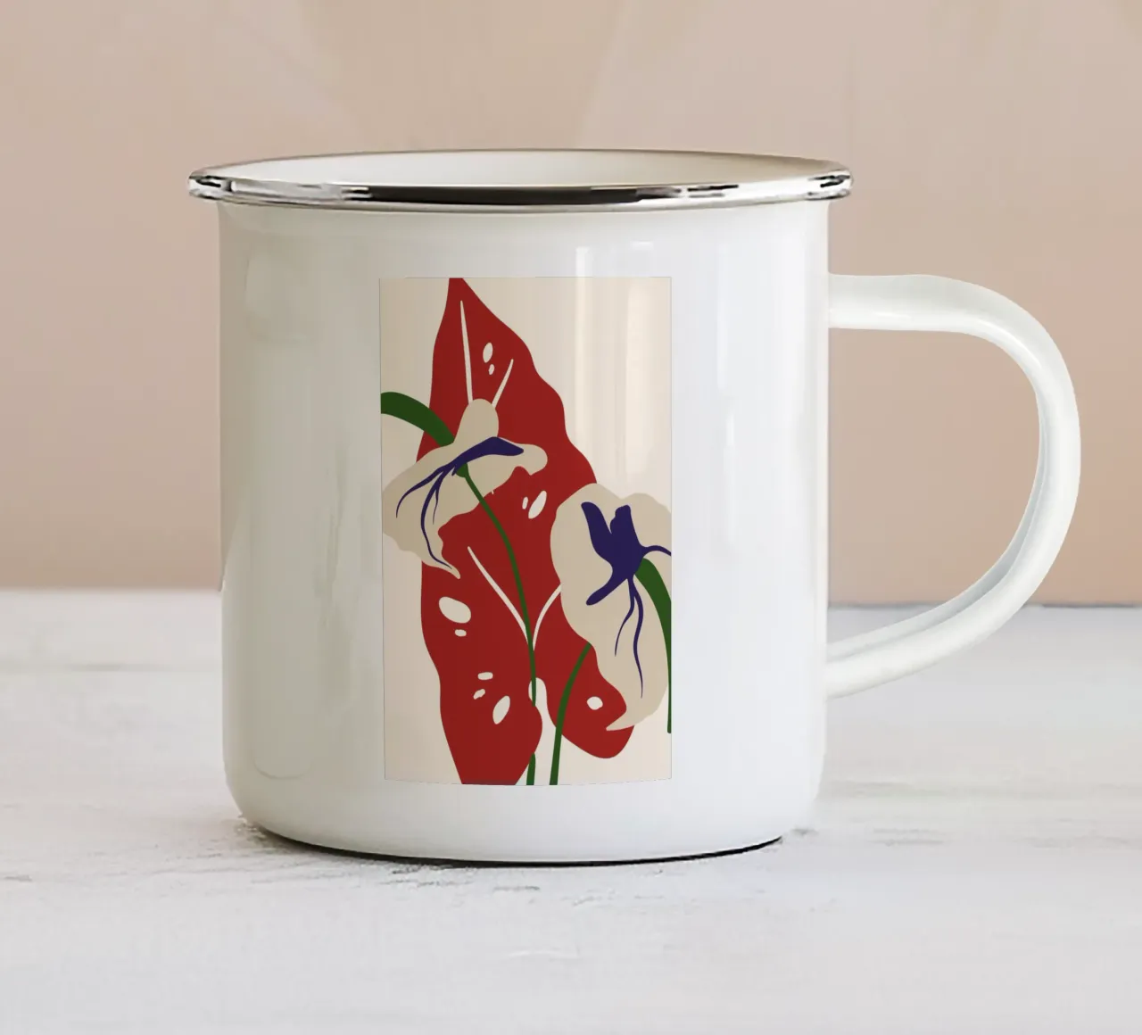Abstract Botanical Harmony | Art tazza in smalto da PrintCessStudio