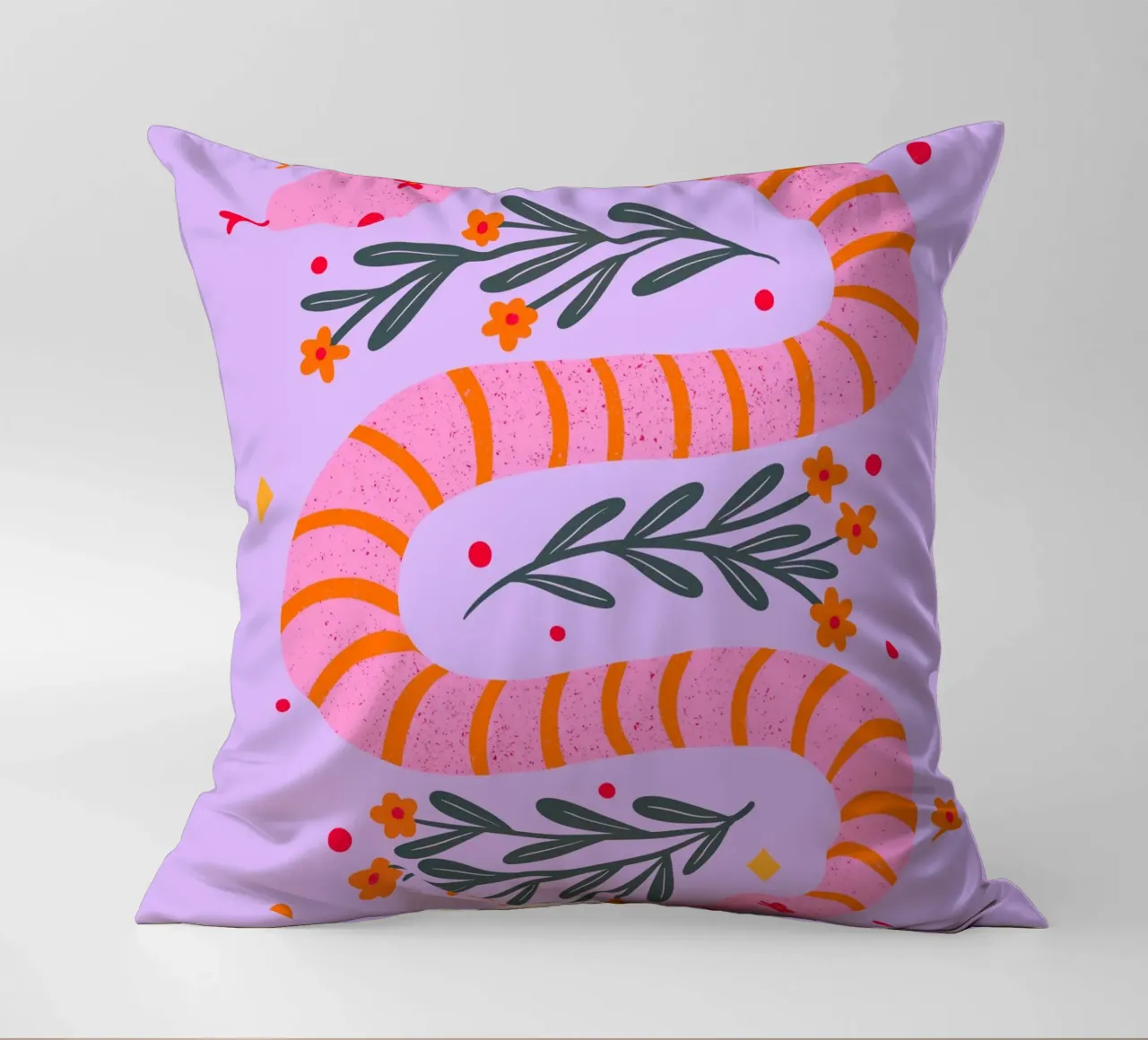 Serpente moderno - rosa e viola cuscino da Wackapacka