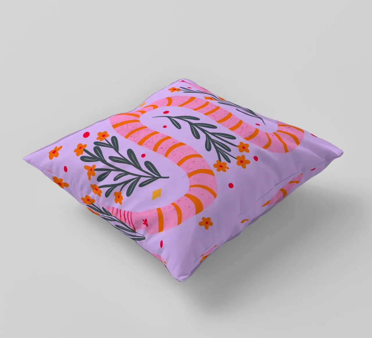 Serpente moderno - rosa e viola cuscino da Wackapacka