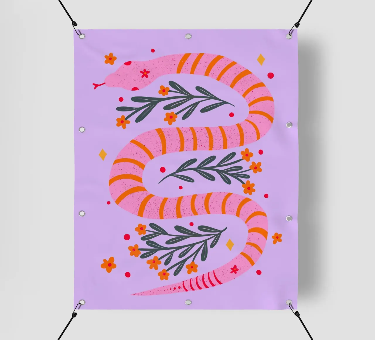 Serpente moderno - rosa e viola telo in pvc da Wackapacka