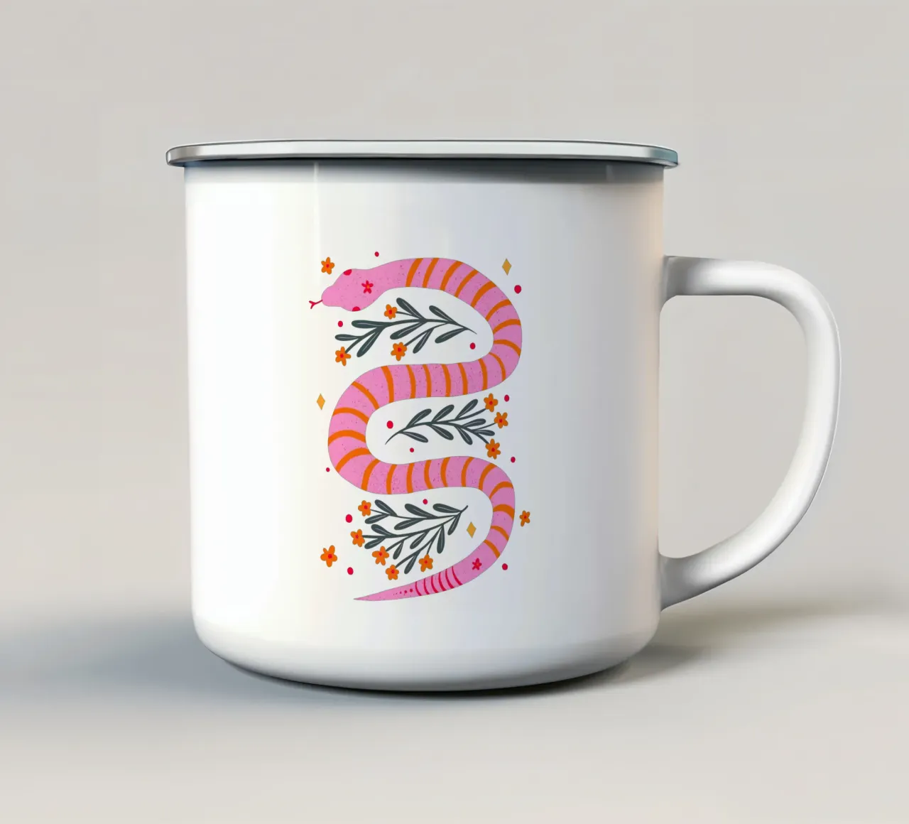 Serpente moderno - rosa e viola tazza in smalto da Wackapacka