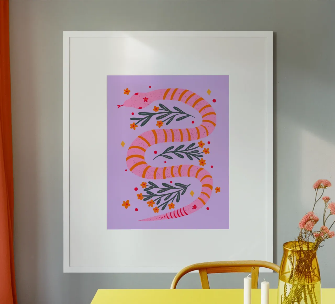 Serpente moderno - rosa e viola carta hahnemühle da Wackapacka