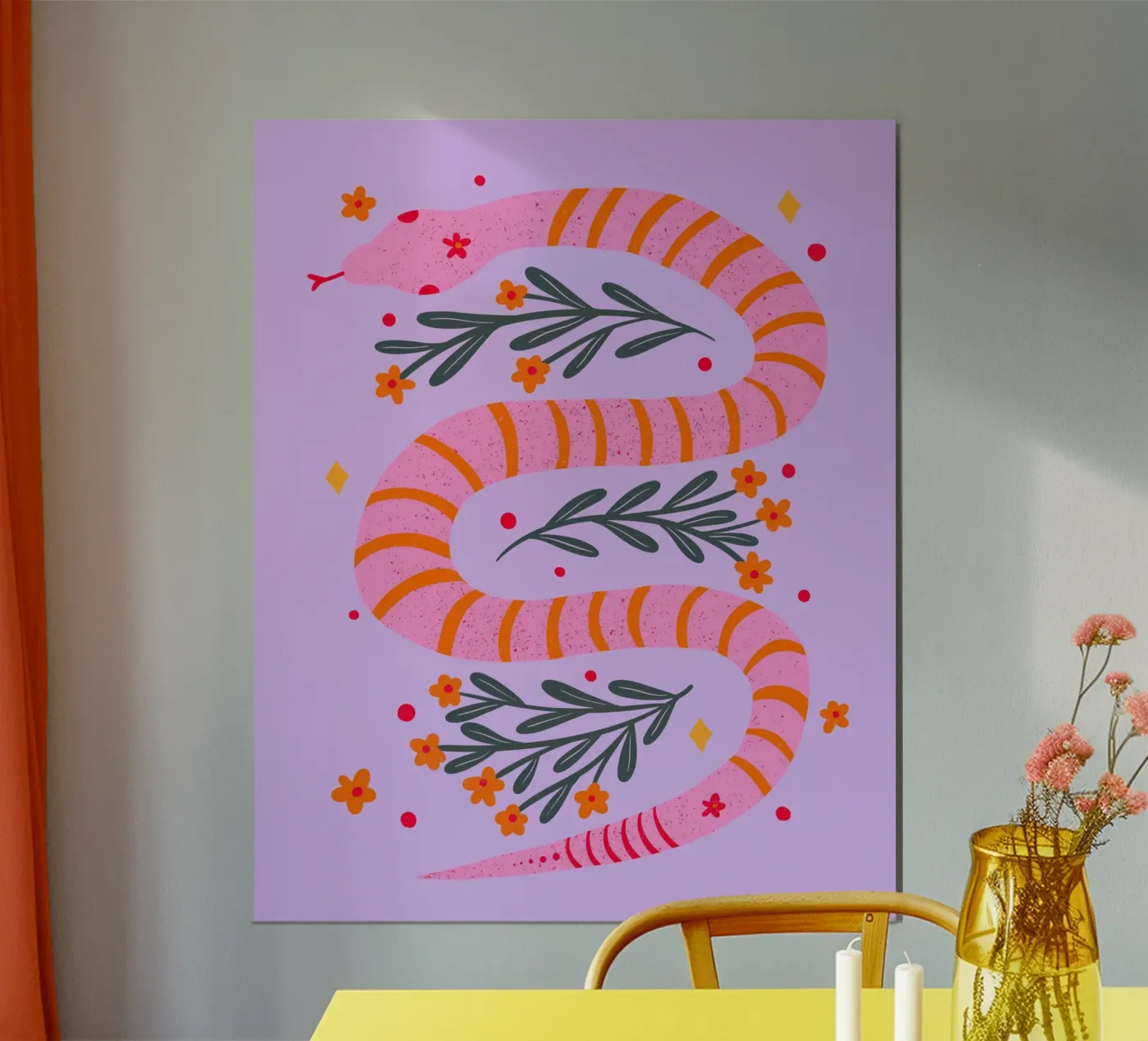 Serpente moderno - rosa e viola poster da Wackapacka