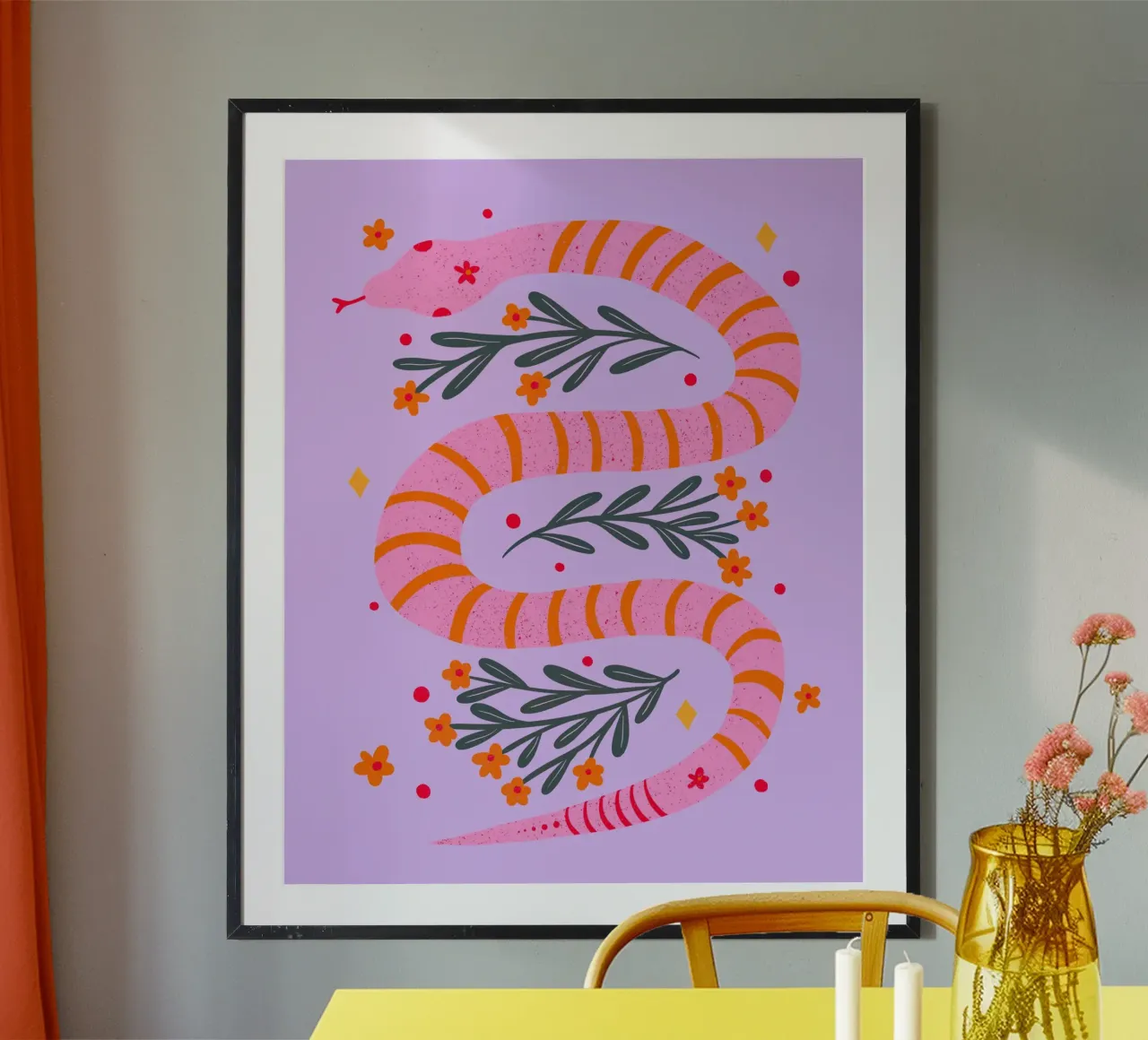 Serpente moderno - rosa e viola carta hahnemühle da Wackapacka