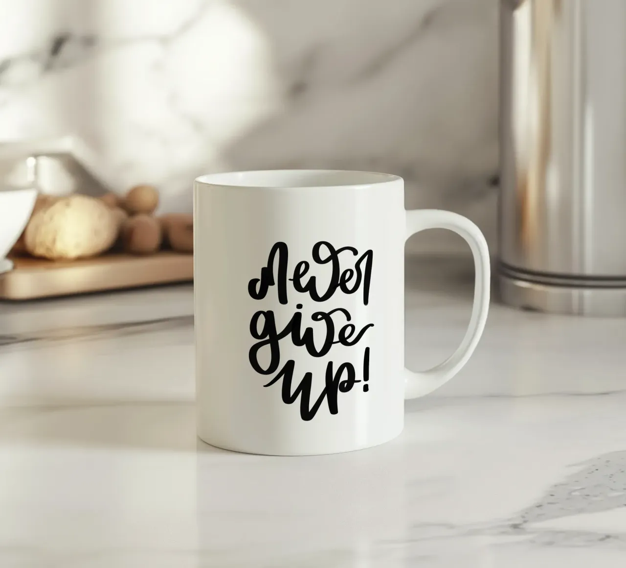 Never give up! tazza in ceramica da LIMITED EDITION LETTERS