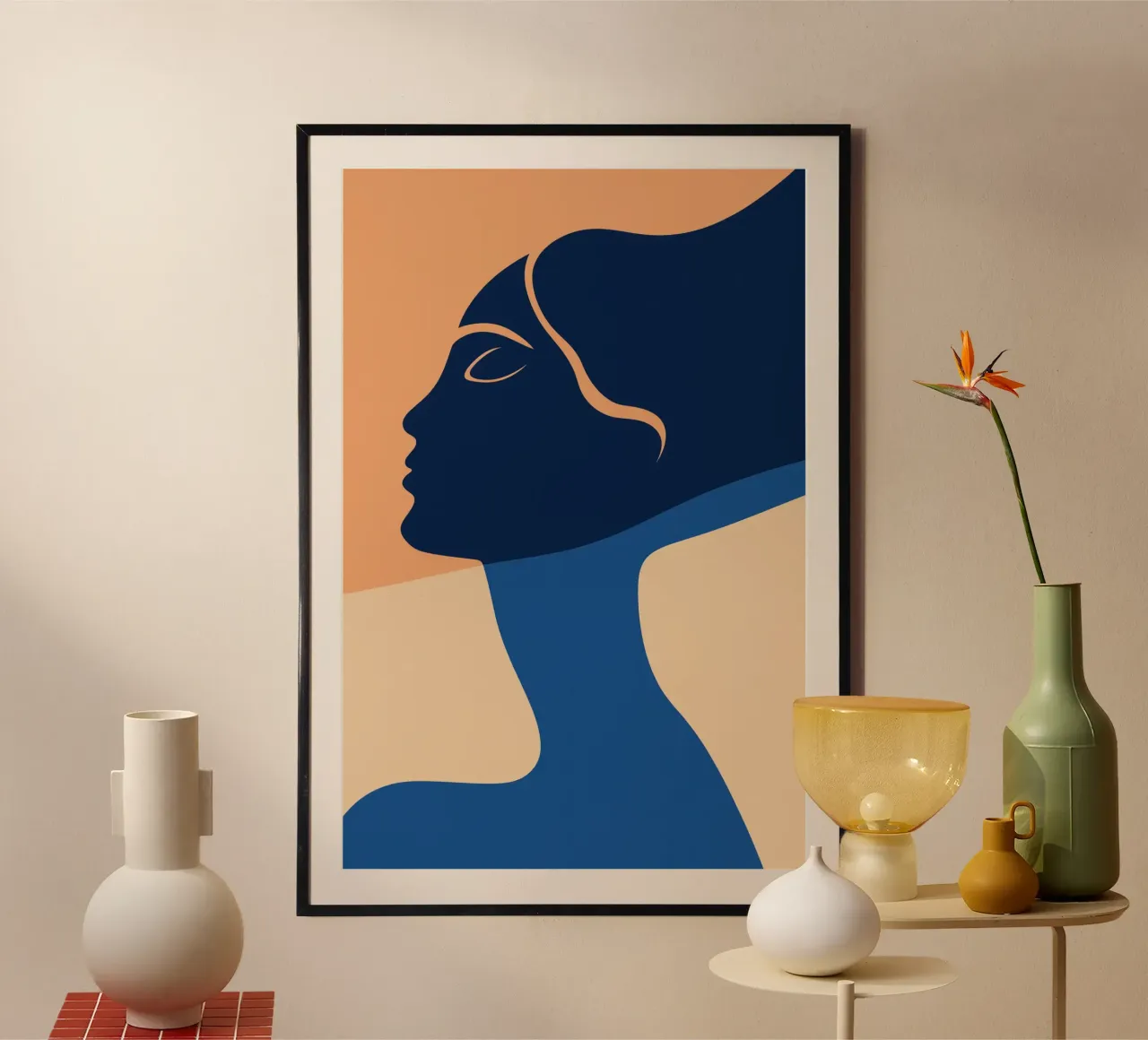 Portrait Blaue Frau im Wasser | Inspiriert von H. Matisse Poster von Autofocus