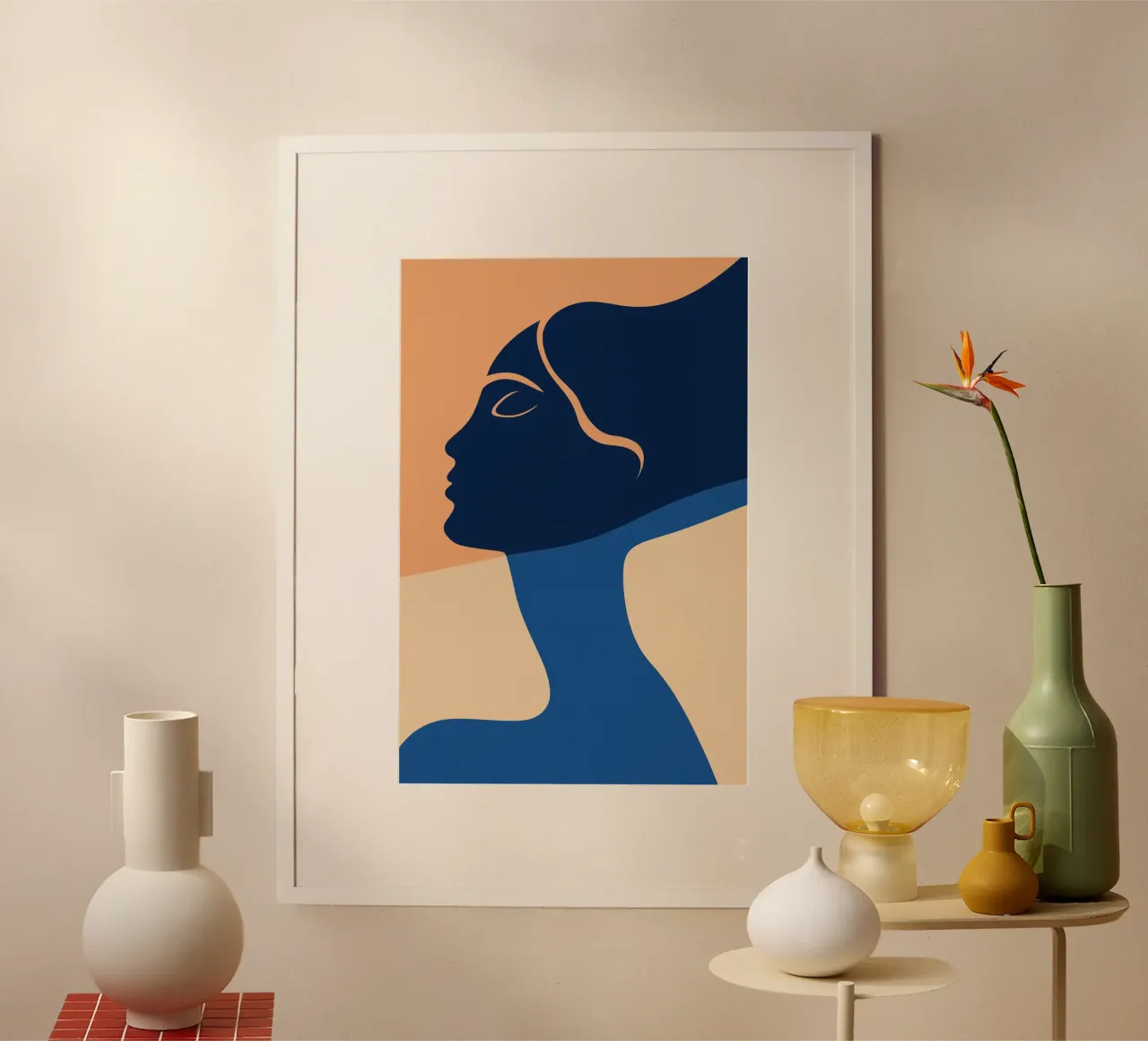 Portrait Blaue Frau im Wasser | Inspiriert von H. Matisse Poster von Autofocus