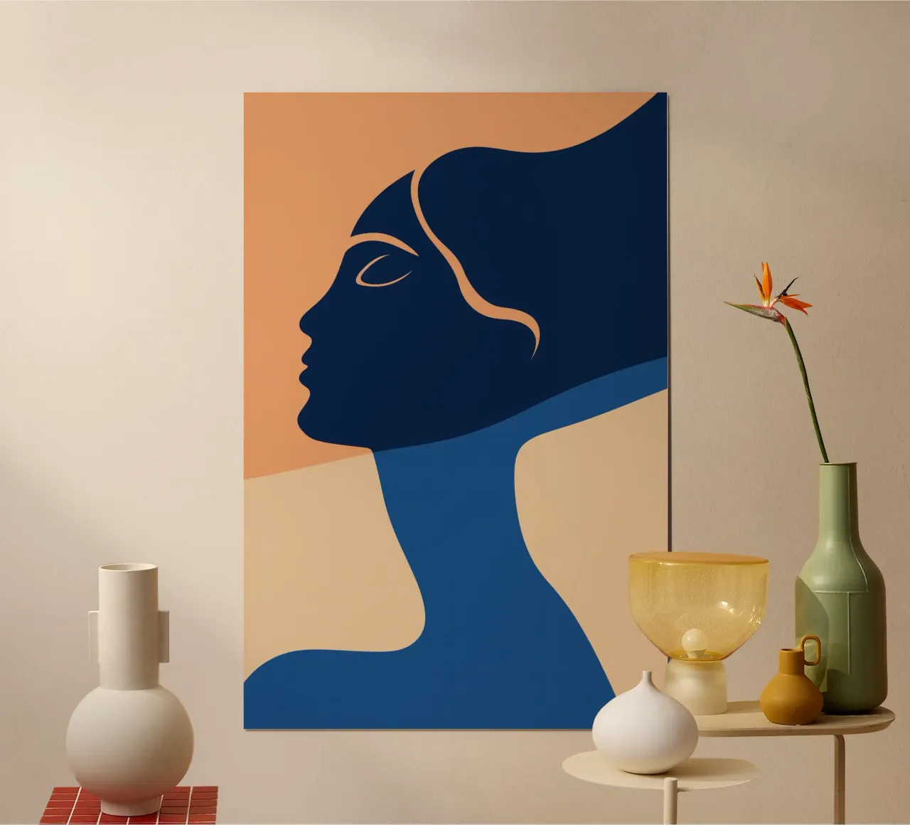 Portrait Blaue Frau im Wasser | Inspiriert von H. Matisse Poster von Autofocus