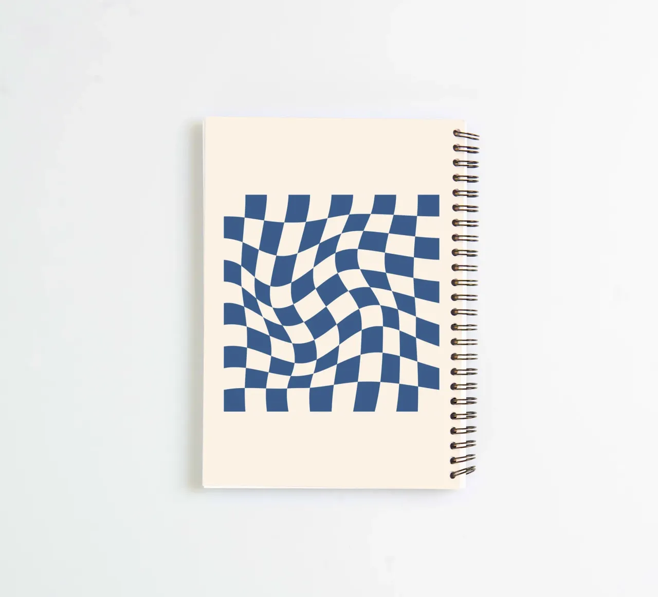 Checkered Elegance | Blue & Beige spiral notebook by PrintCessStudio