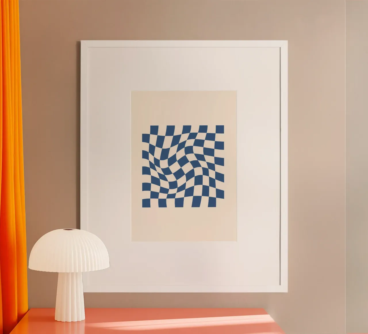 Checkered Elegance | Blue & Beige carta hahnemühle da PrintCessStudio