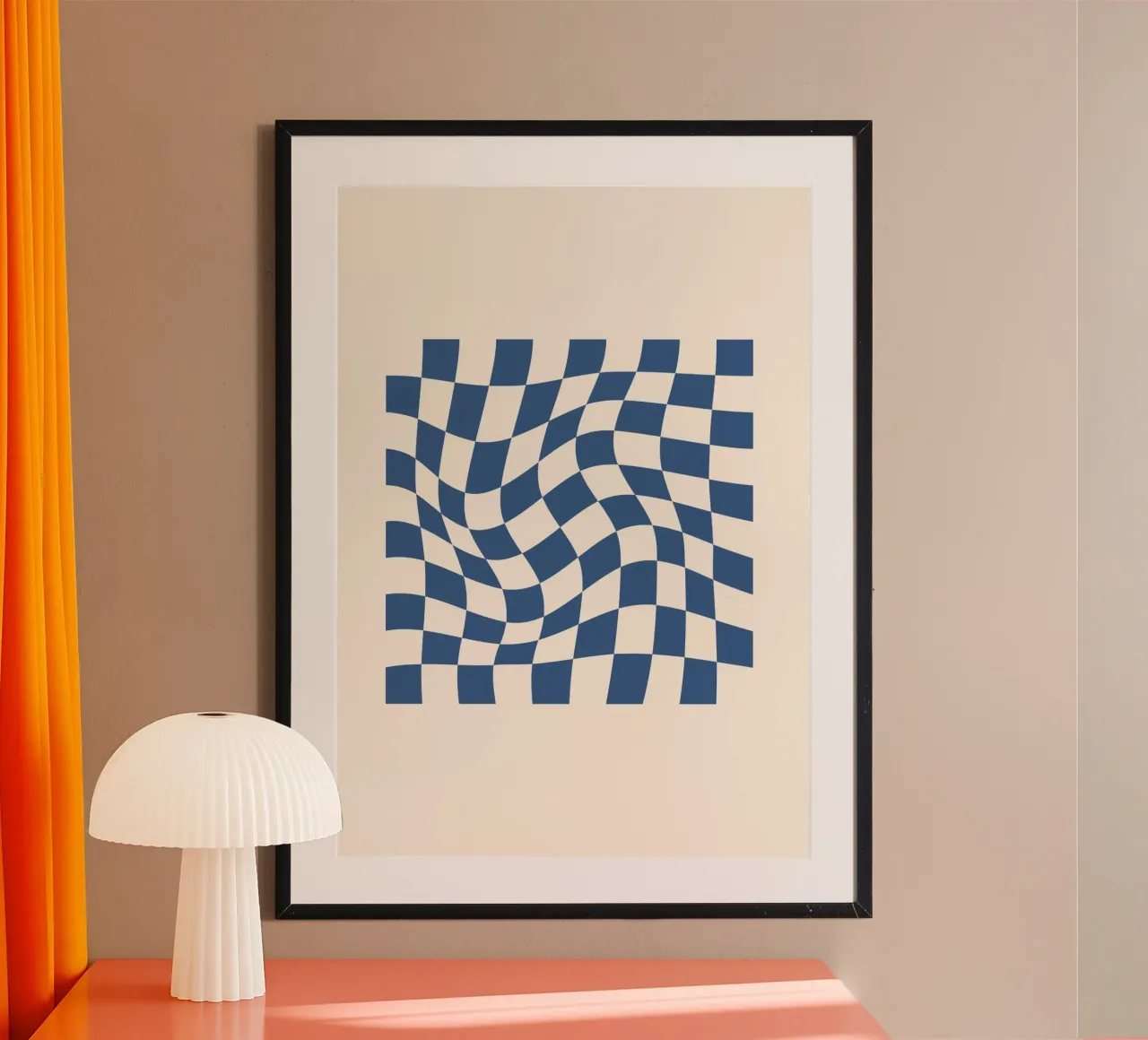 Checkered Elegance | Blue & Beige carta hahnemühle da PrintCessStudio