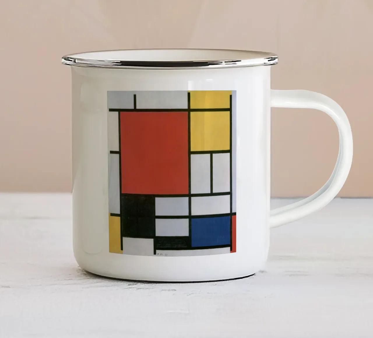 Piet Mondrian - Composizione tazza in smalto da Timeless Artworks