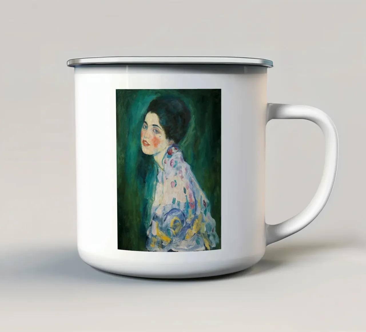 Gustav Klimt - Ritratto di signora tazza in smalto da Timeless Artworks