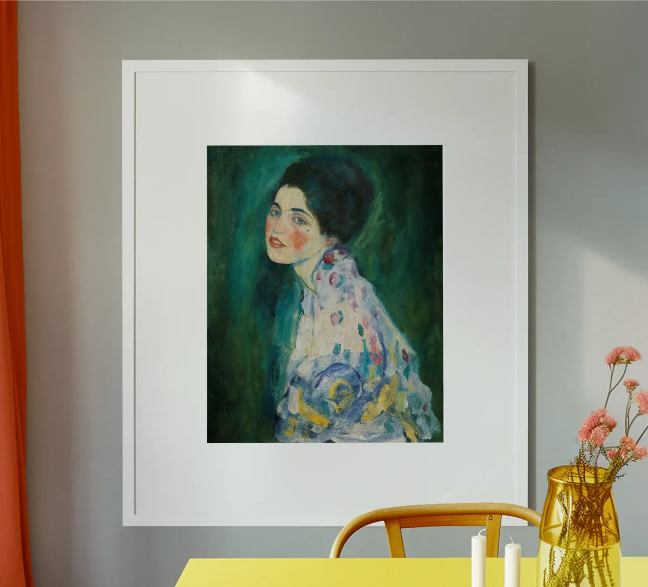 Gustav Klimt - Ritratto di signora poster con telaio in alluminio da Timeless Artworks