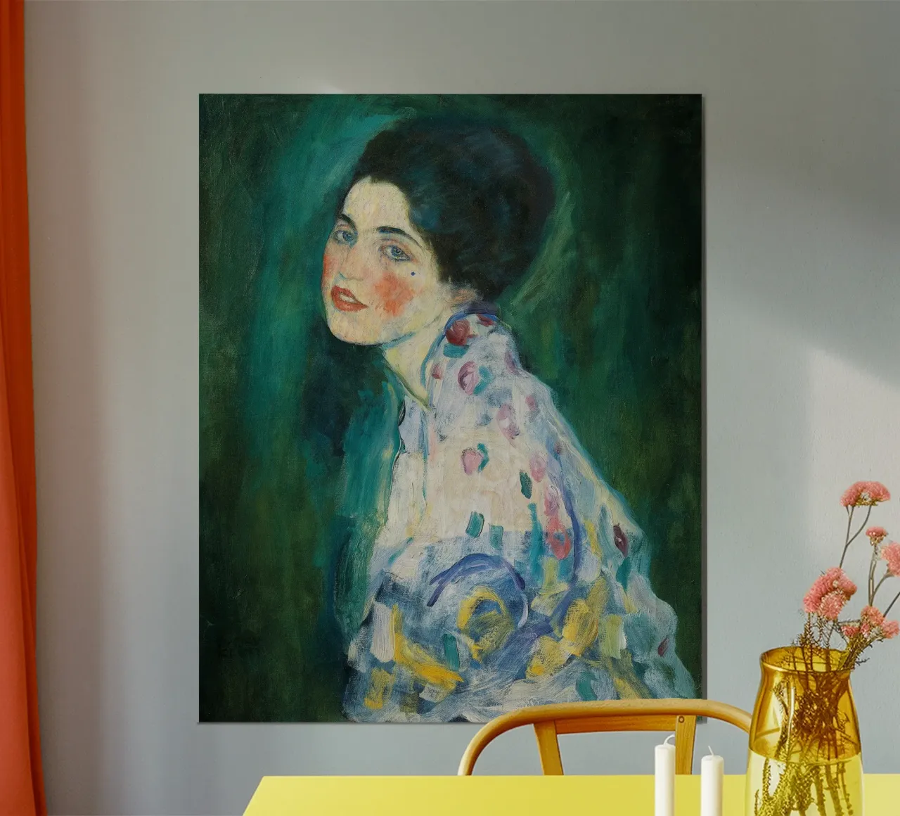 Gustav Klimt - Ritratto di signora poster con telaio in alluminio da Timeless Artworks