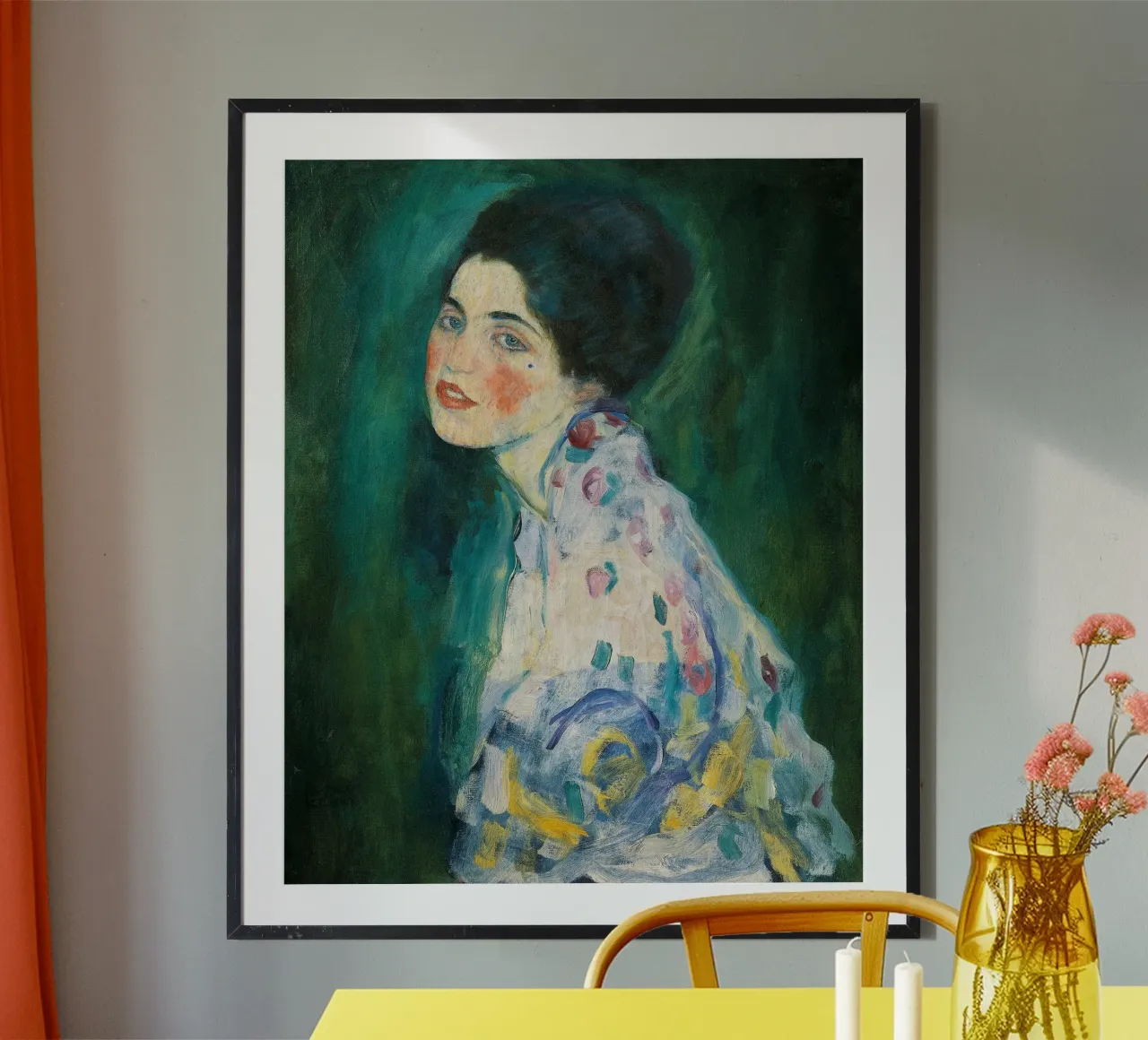 Gustav Klimt - Ritratto di signora poster con telaio in alluminio da Timeless Artworks